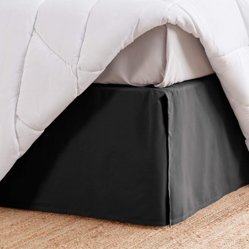 SLEEP ZONE Pleated Bed Skirts Queen Size, 15 inch Tailored Drop Easy Fit Bedskirt, Anti-Static, Fade Resistant (Queen, Black) - Image 4